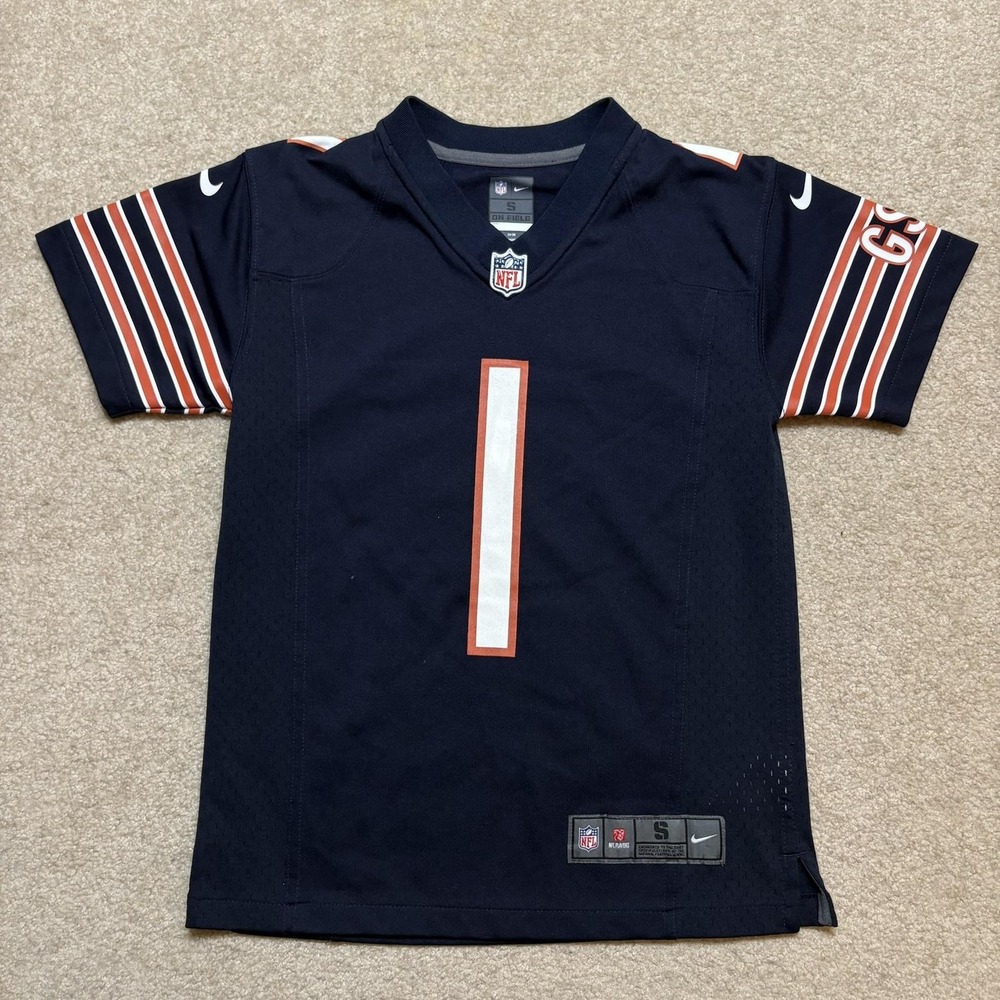Nike Chicago Bears Justin Fields Jersey Boys Small 8 Blue NFL Football On Field
